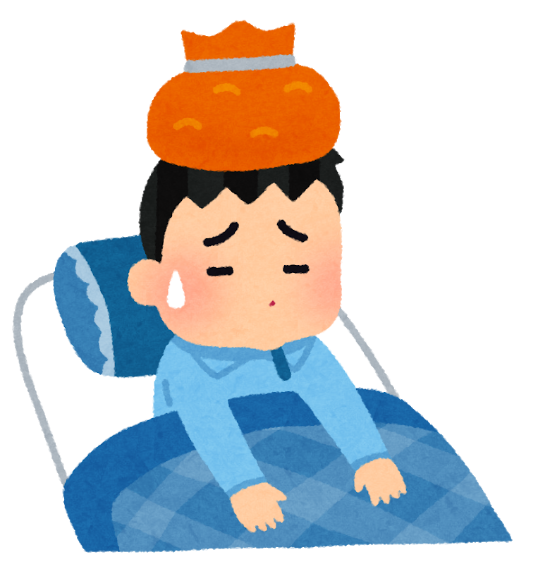 氷嚢で頭を冷やす